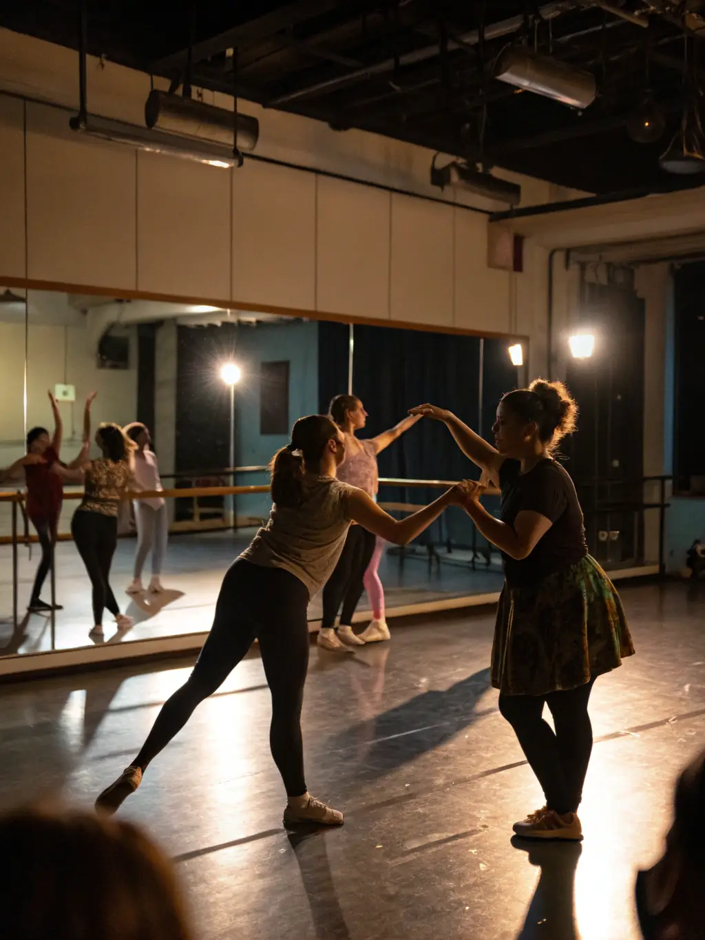 A dynamic image of a dance workshop in progress, with participants of various ages and backgrounds learning new moves, reflecting ARTS' commitment to inclusive arts education.