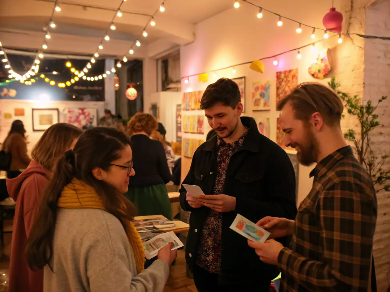 A professional image of artists networking at an ARTS event, emphasizing the importance of connections and community in the arts.