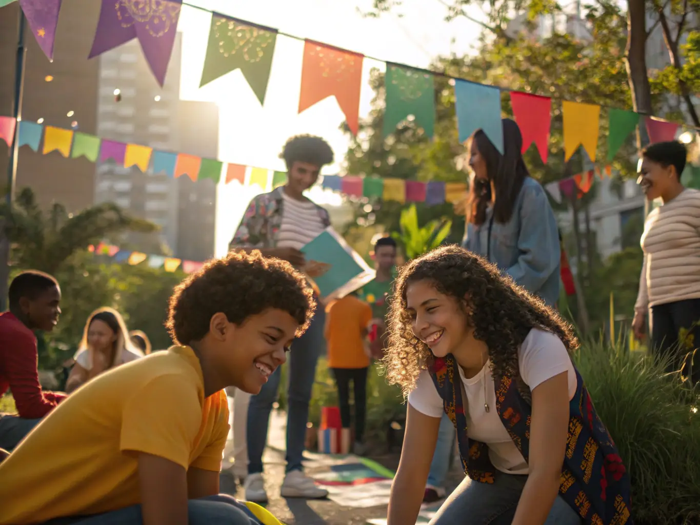 A dynamic image of a community arts event, showcasing the diverse range of artistic expressions and cultural backgrounds represented.